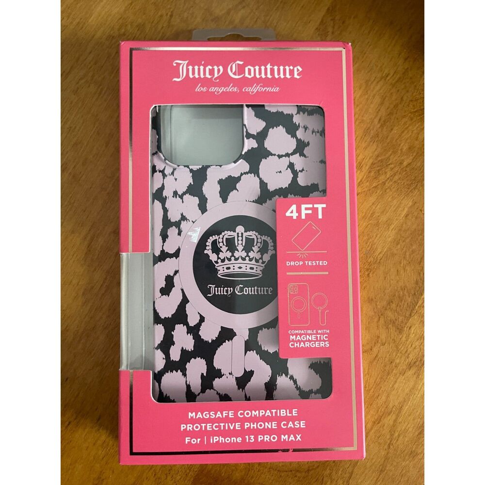 New JUICY COUTURE iPhone CASE 13 PRO MAX PINK & Black MagSafe Compatible NIB